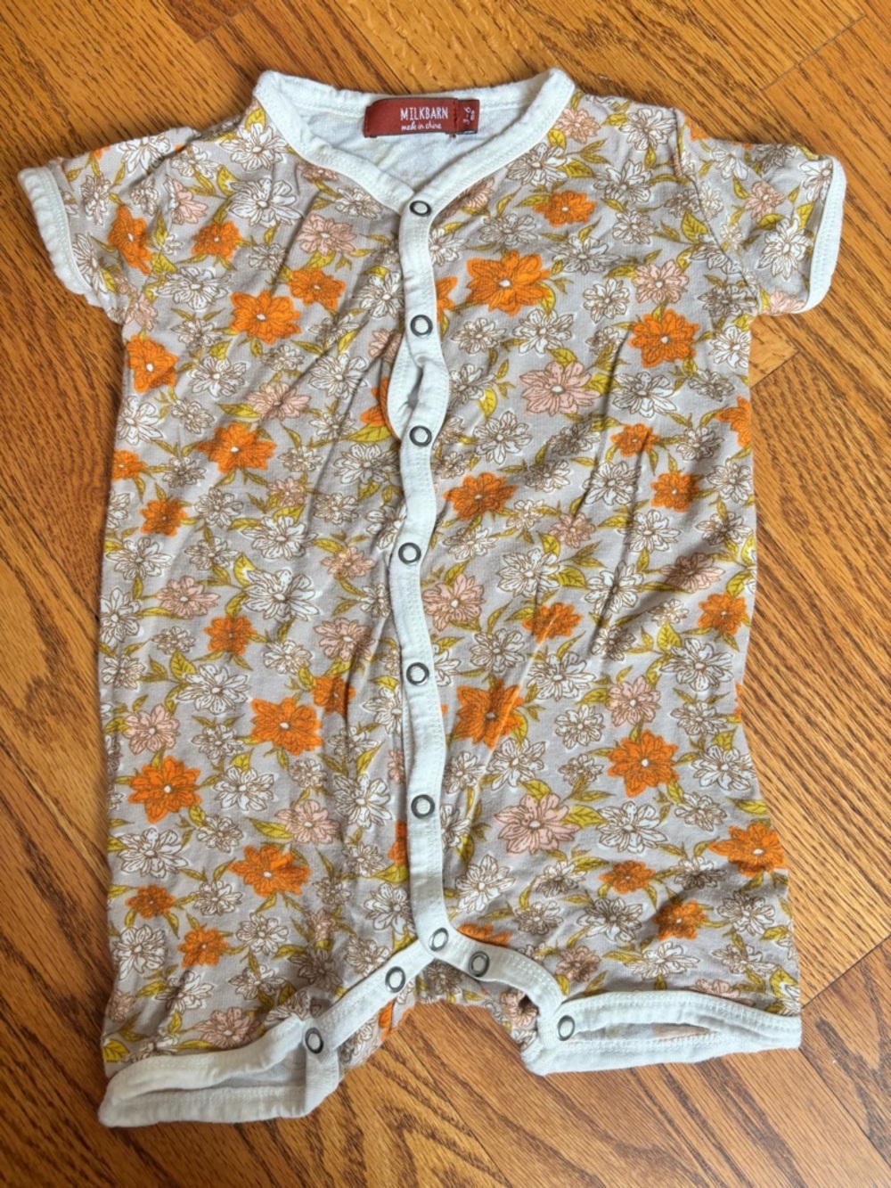 Milkbarn 3-6m Floral Snap Romper